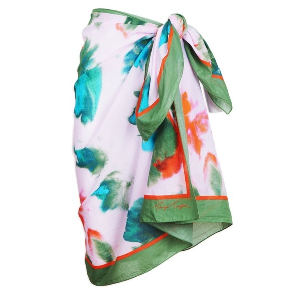 Tanya Taylor pink & green Maxine bikini top, bottoms and sarong set - Large NWOT - Picture 7 of 12